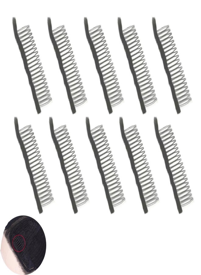 ArrErr 10 Pack Wig Comb Long 20 Teeth Clips Black Wire with Cloth Sewing Combs Wearing Holder for Wig Caps Making Finished Wigs Secure Attachment Hairpiece DIY Hair Extension - Image 1